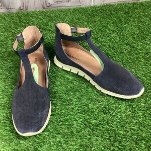 Sundance Mamzelle Lorelei Navy Blue Suede T- Strap Ankle Shoes 41